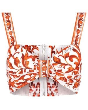 Dolce & Gabbana Cropped Top "Majolica" - Red