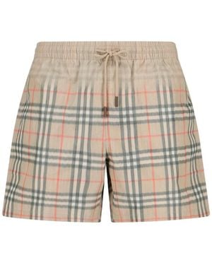 Burberry Pantaloncini Mare "Check" - Bianco