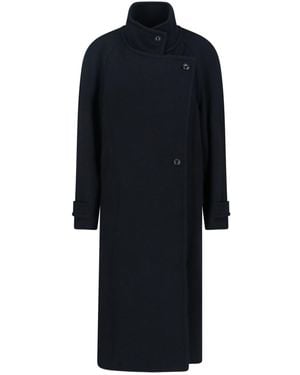 Low Classic Cappotto In Twill Di Lana - Blu