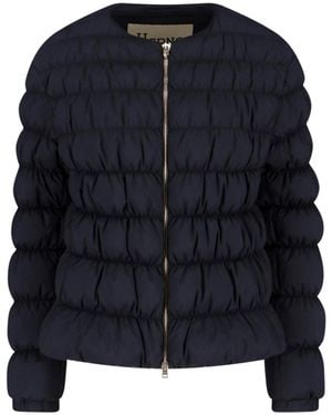 Herno Tailored Jacket With High Collar And Smooth Texture - Blue