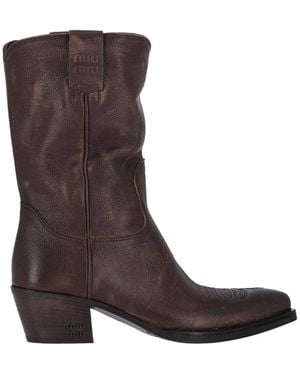 Miu Miu Logo Boots - Brown