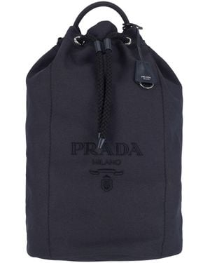 Prada Logo Bucket Bag - Blue