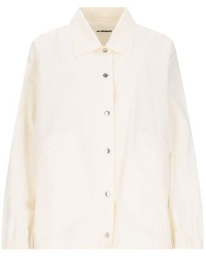 Jil Sander Logo Single-Breasted Jacket - White