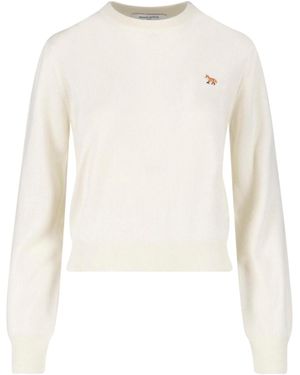 Maison Kitsuné Cream Baby Fox Merino Wool Sweater - White