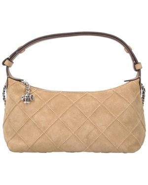 Tory Burch Bovine Suede Shoulder Bag With Lamb Leather Trim - White
