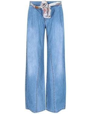 Ermanno Scervino Jeans Palazzo Con Pietre E Cintura - Blu
