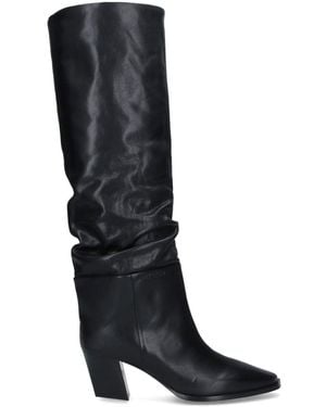 Jimmy Choo Ruched Knee-High Block Heel Boots - Black