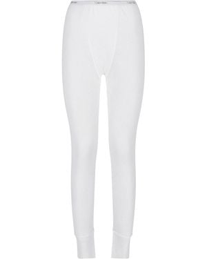 Calvin Klein Slim-Fit Ribbed Cuff Logo Pants - White