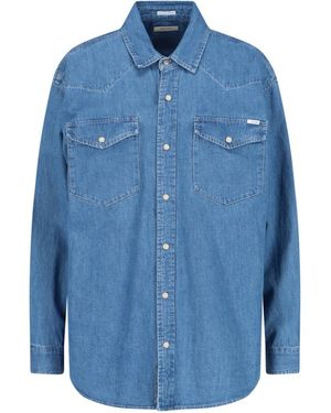 Mother Logo Denim Shirt - Blue