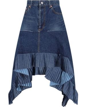 Sacai Layered Asymmetrical Skirt With Structured Design - Blue