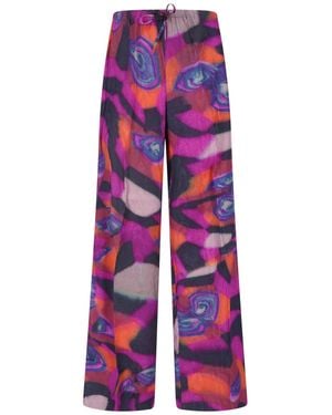 Dries Van Noten Wide Printed Trousers - Red