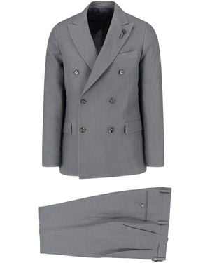 Lardini Double-Breasted Linen Suit - Gray