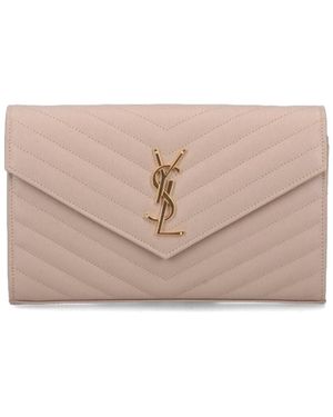 Saint Laurent Monogram Wallet On Chain - White