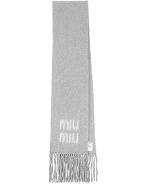 Miu Miu Logo Scarf - White