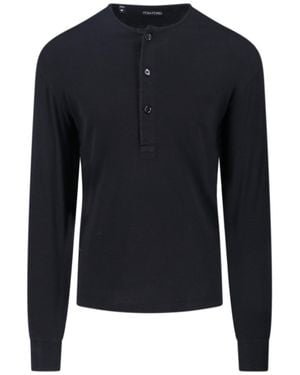Tom Ford 'Henley' T-Shirt - Blue