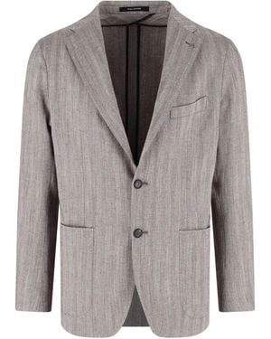 Tagliatore Herringbone Notch Lapel Tailored Jacket - Grey