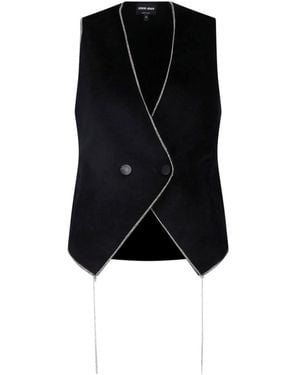 Giorgio Armani Sleeveless Wrap Vest With Chain Trim - Black