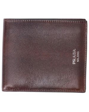 Prada Bi-Fold Logo Wallet - Purple