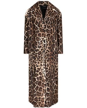 Dolce & Gabbana Double-Breasted Goat Leather Coat - Natural