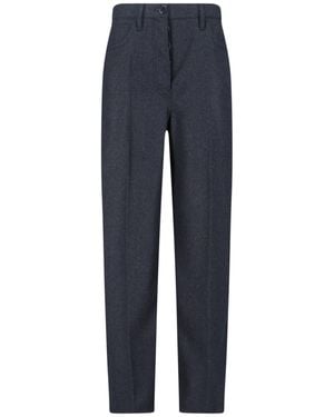 Prada Pantaloni In Flanella Di Lana - Blu