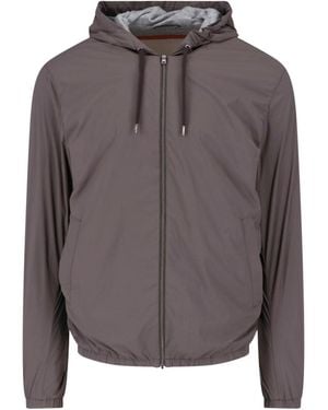 Herno Technical Fabric Hooded Jacket - Gray