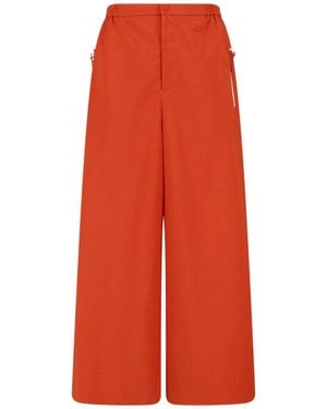 Lacoste Wide-Leg Taffeta Elastic Pants - Red