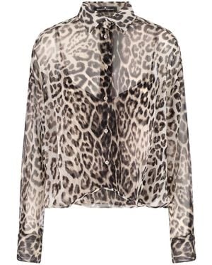 Ermanno Scervino Silk Shirt, Animal Print, Classic Collar - White