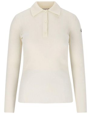 Moncler Top A Coste Logo - Bianco