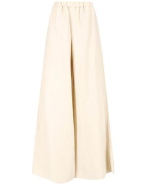 Max Mara Wide Linen And Silk Trousers - Natural