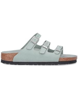 Birkenstock 100% Nubuck Leather Sandals With Adjustable Straps - Green