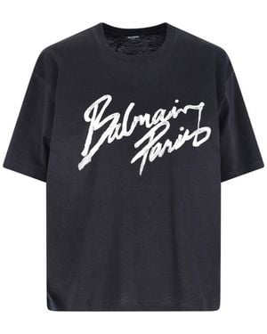 Balmain T-Shirt "Brush Print" - Nero