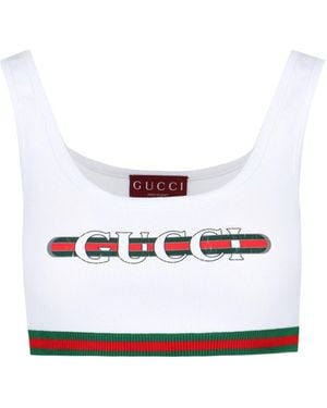 Gucci Crop Top Logo - Bianco