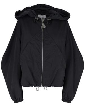The Attico Bomber Cropped Balloon-Sleeve Jacket - Black