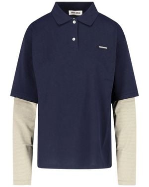 Miu Miu Cotton Logo Polo - Blue