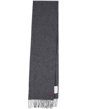 Ami Paris Sciarpa In Lana " De Caur" - Grigio