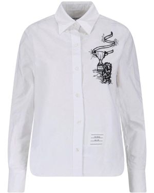 Thom Browne Hector Trophy Embroidered Cotton Shirt - White
