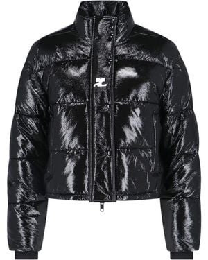 Courreges Crop Vinyl Puffer Jacket - Black