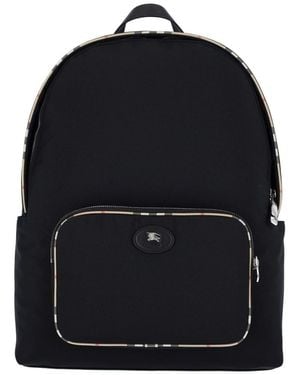 Burberry Backpack With Check Finishes - Blue