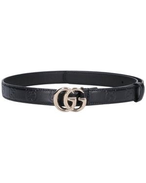 Gucci Thin Belt "Gg Marmont" - Black