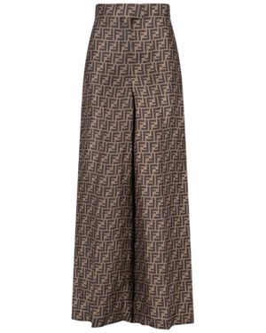 Fendi Pantaloni Monogram "Ff" - Marrone