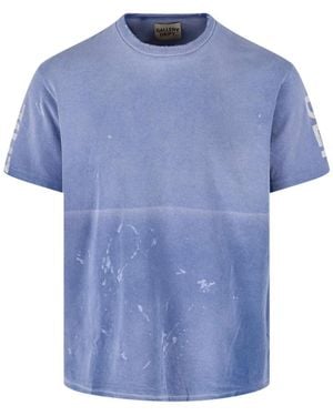 GALLERY DEPT. Cropped Short-Sleeved T-Shirt With Distressed Vintage Finish - Blue