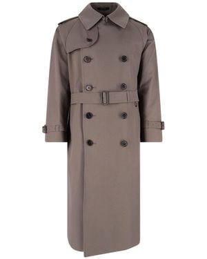 Caruso Trench Doppiopetto In Cotone - Marrone