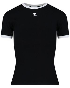 Courreges Cotton Logo T-Shirt - Black