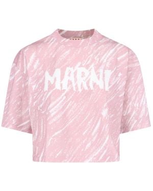 Marni T-Shirt Crop Logo - Rosa
