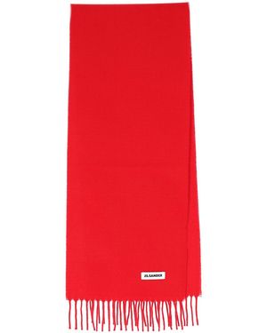 Jil Sander 100% Virgin Wool Scarf For - Red