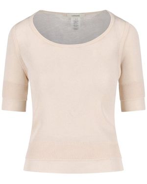 Lemaire Cream Viscose Silk Three-Quarter Sleeve T-Shirt - White
