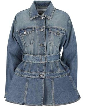 Alaïa Denim Jacket With Belt - Blue