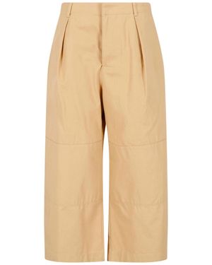 Loewe Cotton Crop Pants - Natural