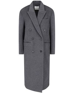 Low Classic Double-Breasted Wool And Cashmere Coat - Grey