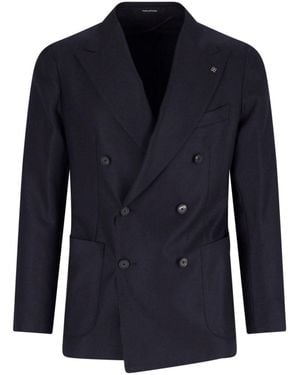 Tagliatore Double-Breasted Virgin Wool Blazer - Blue